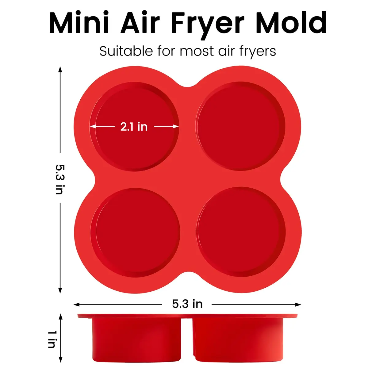JOERSH Silicone Air Fryer Muffin Pan, 4 Cups, 2 Pack | Makes 8 Egg Bites or Mini Muffins - view 2
