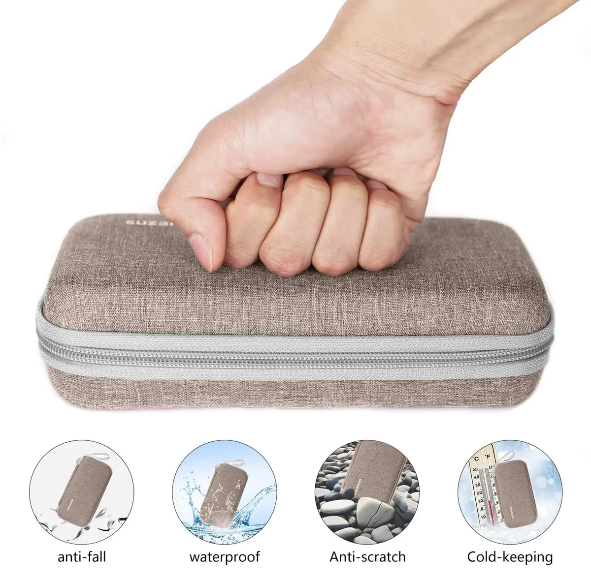 suzamed Insulin Cooler Travel Case, 2x150g Ice Pack TSA Approved, Brown | Portable Diabetes Travel Organizer - view 2