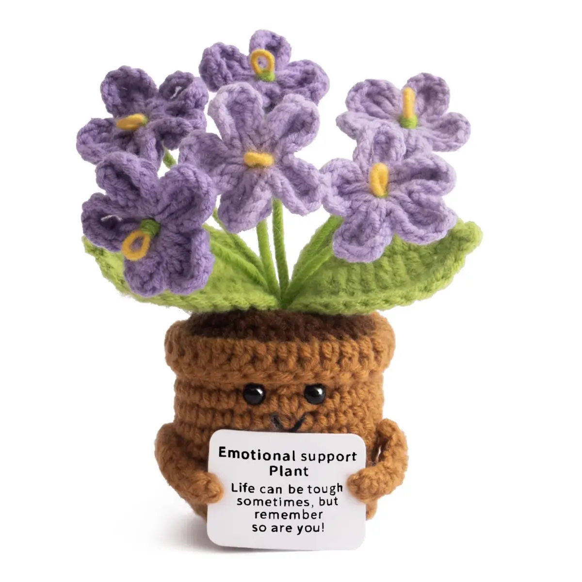 MS ZHENQIAO Forget-Me-Not Crochet Flower Potted Plant Gift | Handmade Desk Decor - main product image