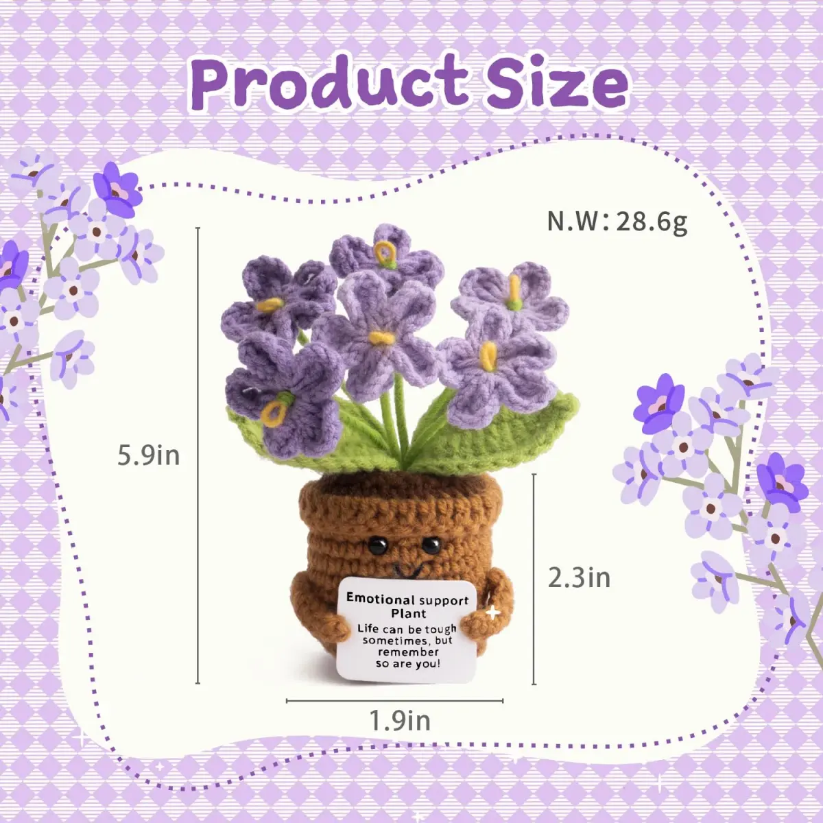 MS ZHENQIAO Forget-Me-Not Crochet Flower Potted Plant Gift | Handmade Desk Decor - view 2