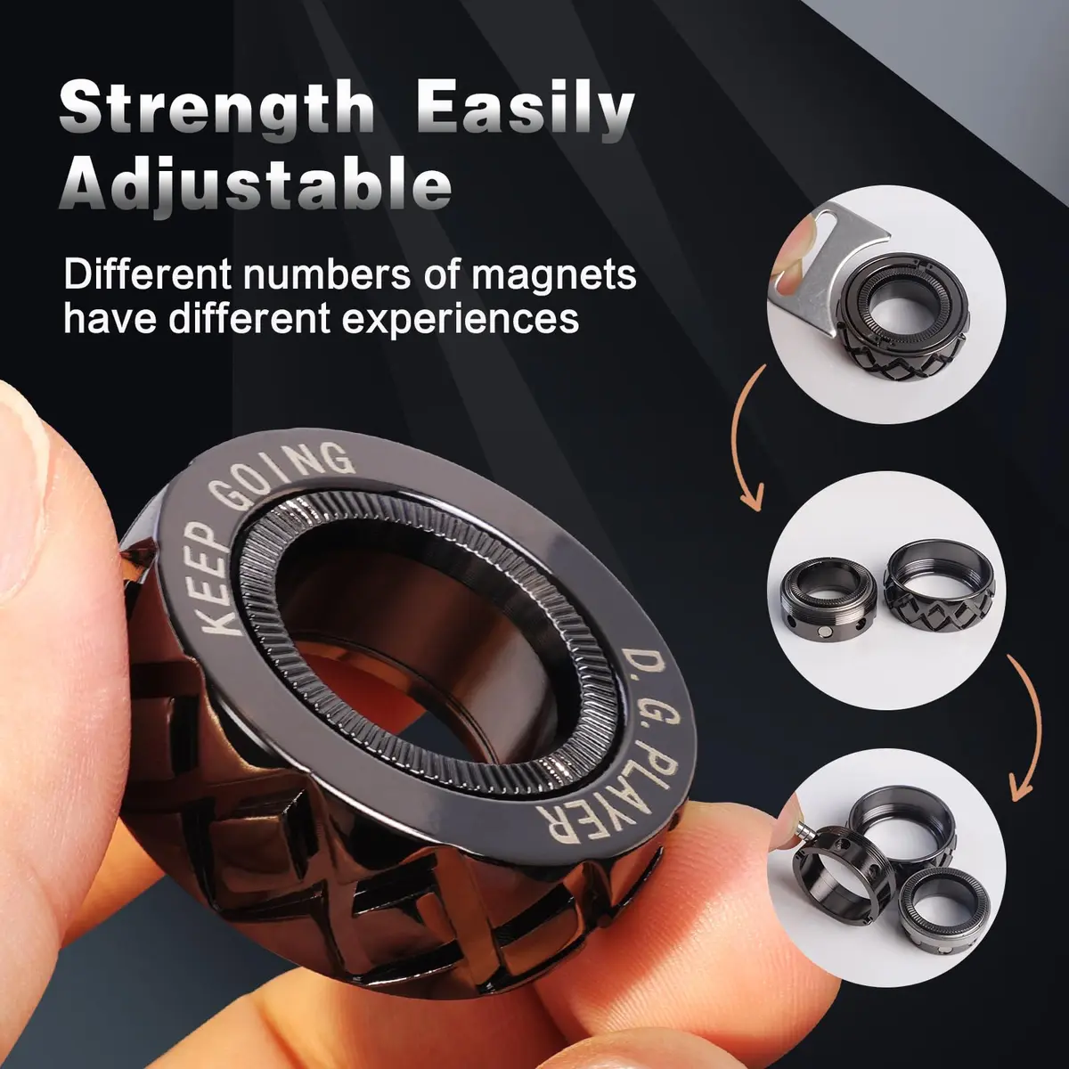 D.G.PLAYER Metal Magnetic Spin Ring Fidget Toy 1.3cm (0.51 inches) | Satisfying Sounds for Stress Relief - view 5