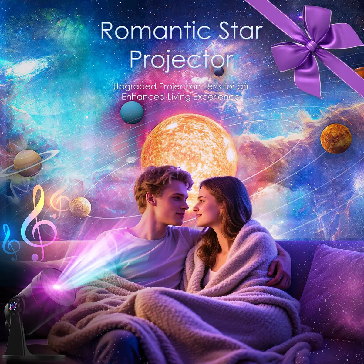 VanSmaGo Galaxy Projector with 28 Soothing Sounds & 10 Film Slides, 15.8cm x 14.5cm x 12.5cm | HD Starry Sky Projection for Adults - view 7