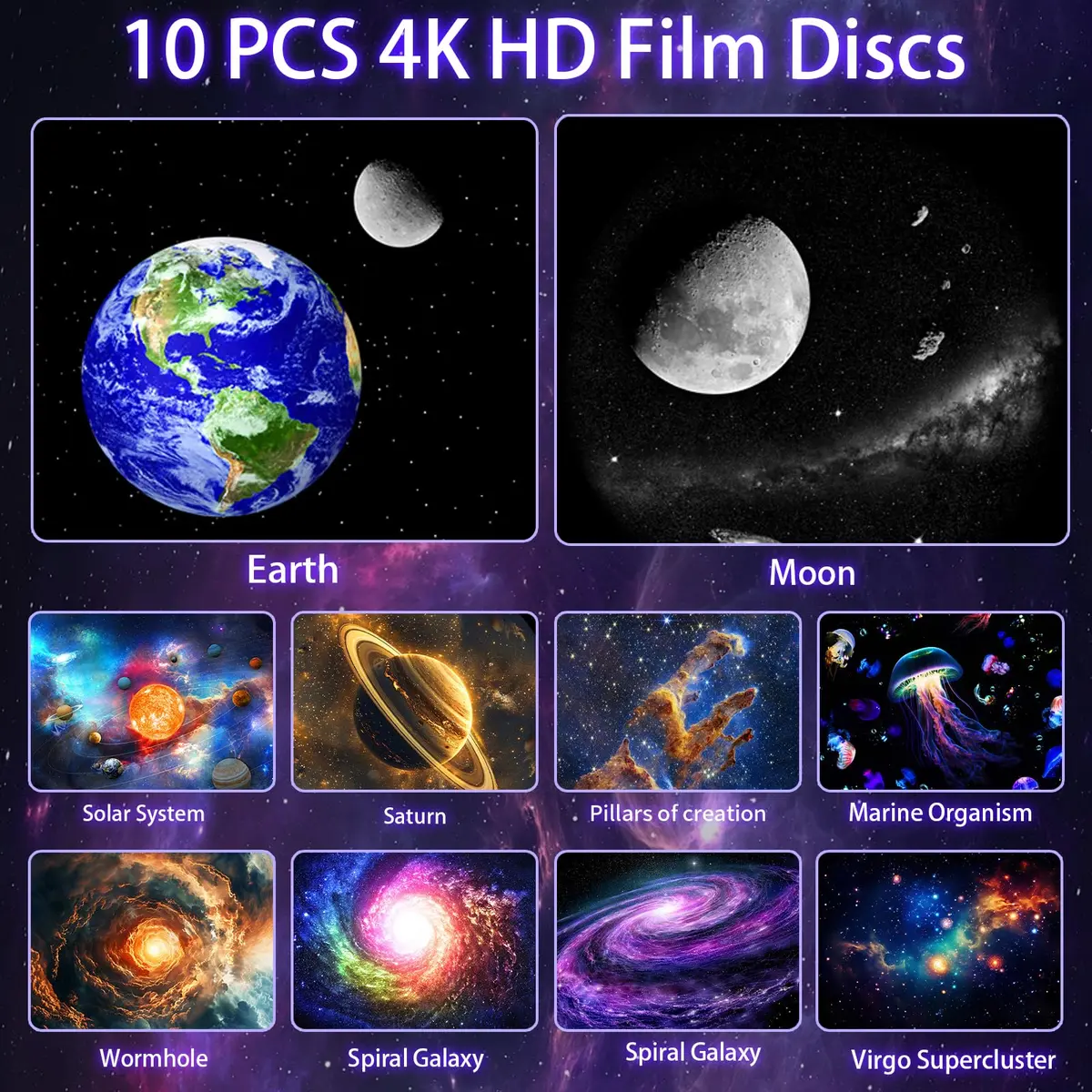 VanSmaGo Galaxy Projector with 28 Soothing Sounds & 10 Film Slides, 15.8cm x 14.5cm x 12.5cm | HD Starry Sky Projection for Adults - view 8