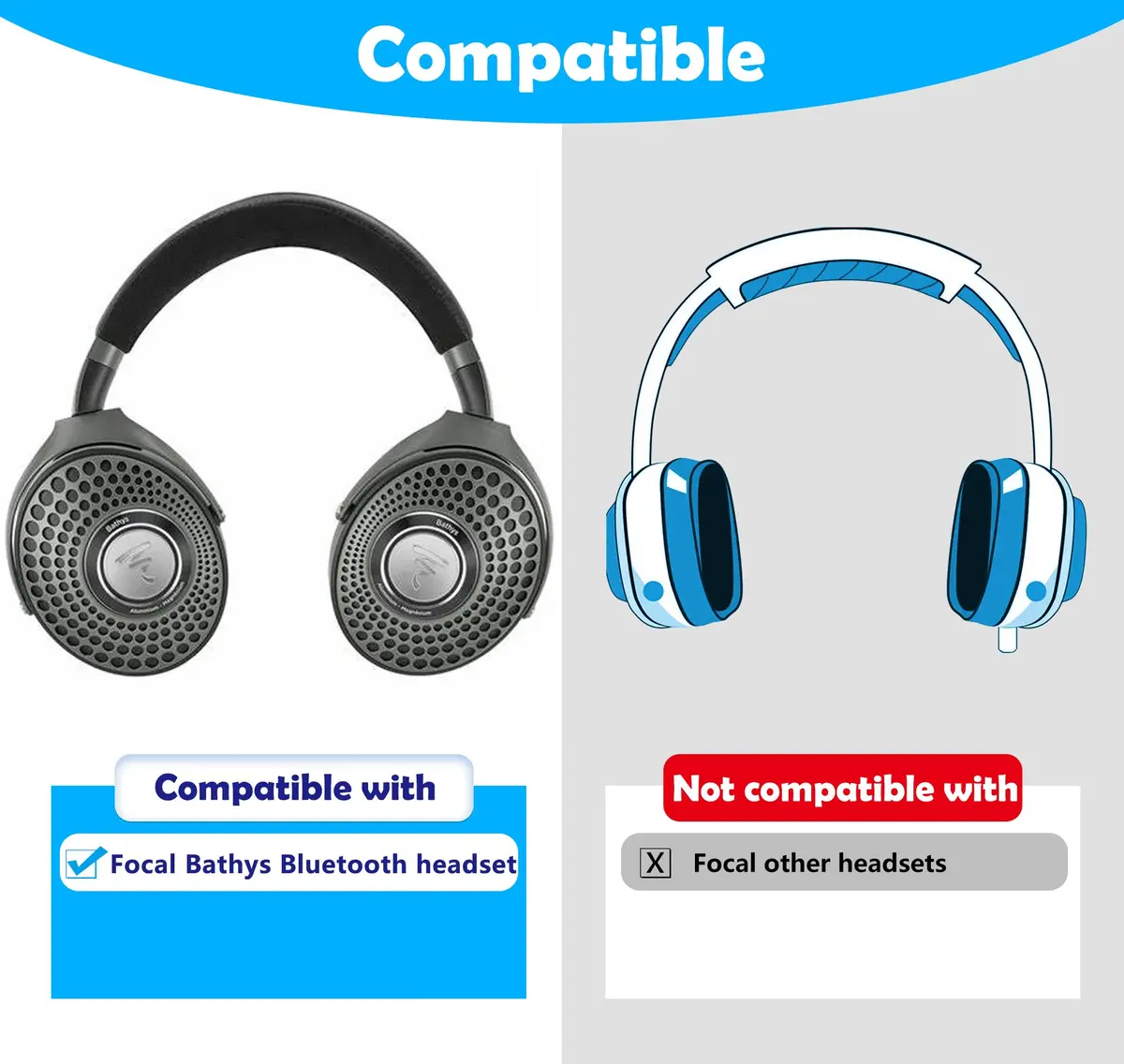 DowiTech Earpads Replacement for Focal Bathys Bluetooth Headphones | Enhanced Comfort & Noise Isolation - view 2