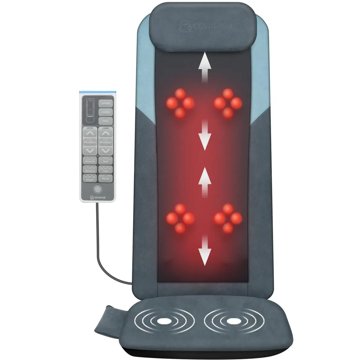 COMFIER Shiatsu Back Massager with Heat, Dual Motor 3D Rollers, Long Track, Foldable, Adjustable Height | Deep Tissue Relief for Back Tension & Muscle Stiffness - main product image