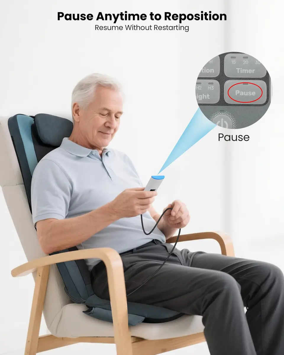 COMFIER Shiatsu Back Massager with Heat, Dual Motor 3D Rollers, Long Track, Foldable, Adjustable Height | Deep Tissue Relief for Back Tension & Muscle Stiffness - view 6
