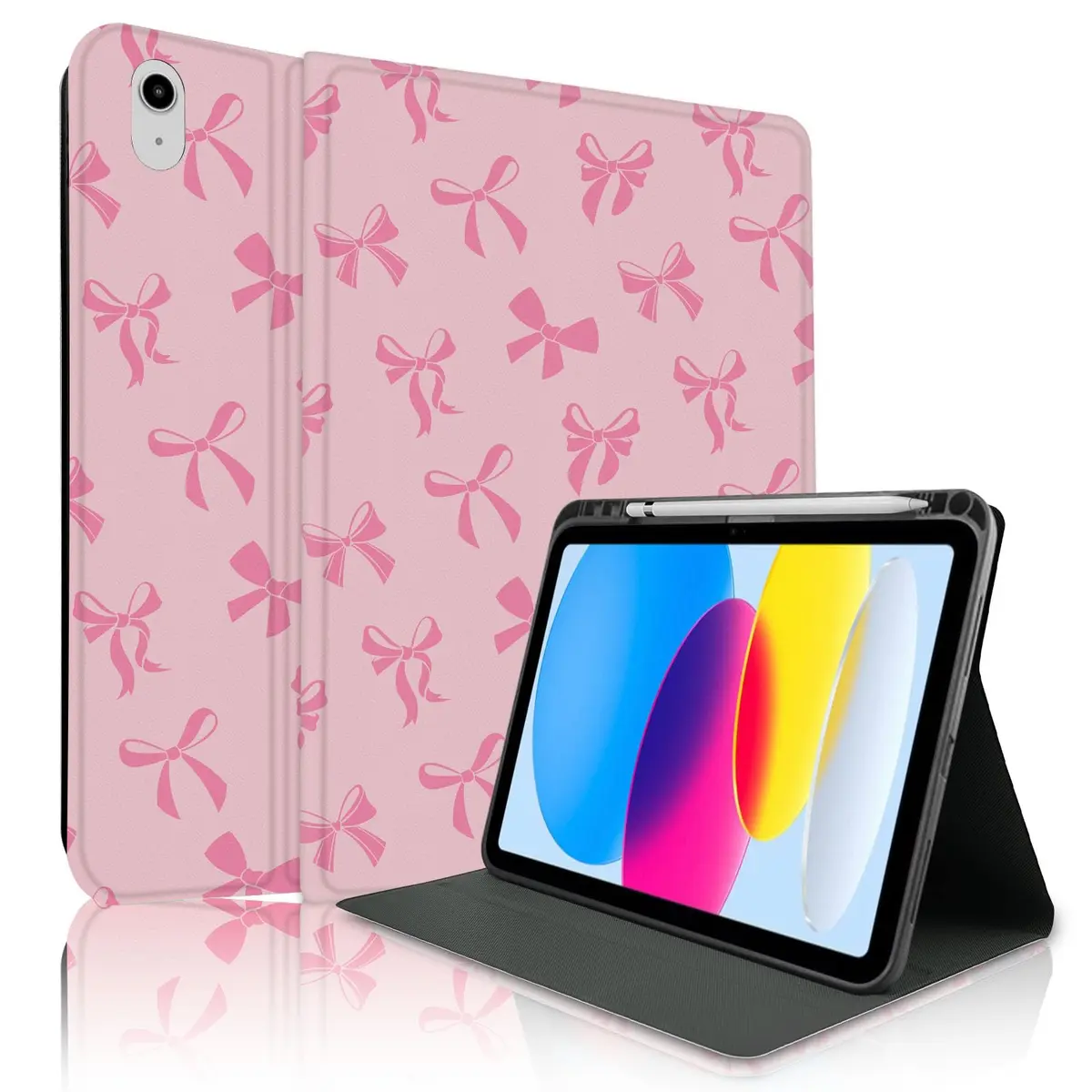 TopPerfekt Pink iPad Case for 11-inch 2022 & 2025 | Cute Chic Design with Pencil Holder - main product image