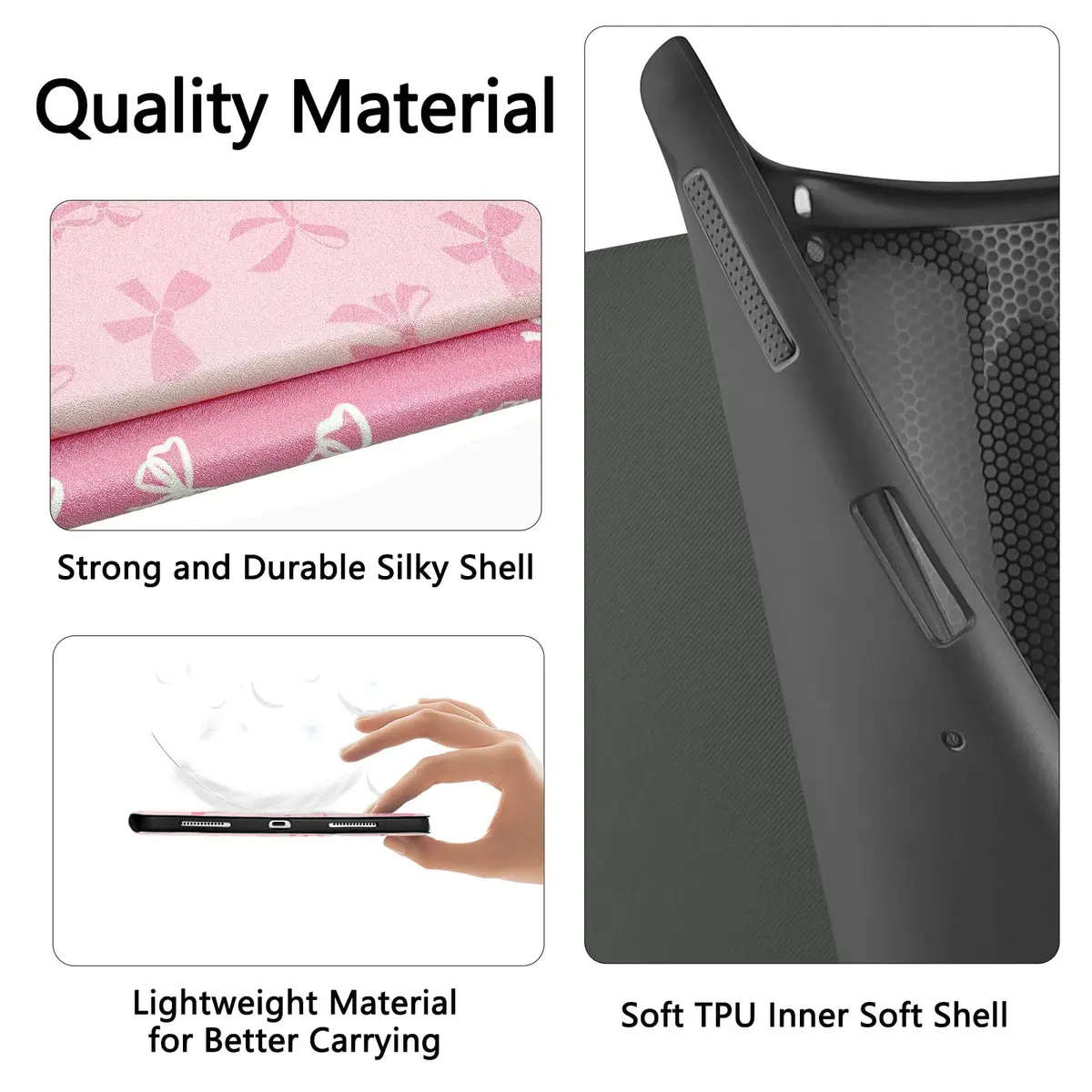 TopPerfekt Pink iPad Case for 11-inch 2022 & 2025 | Cute Chic Design with Pencil Holder - view 5
