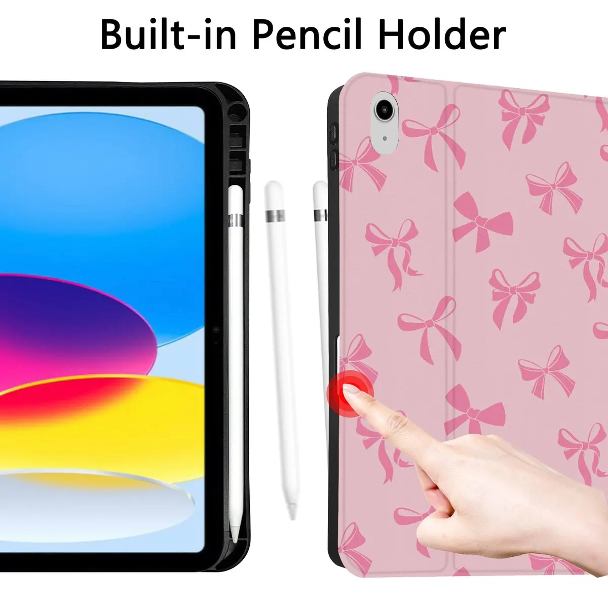 TopPerfekt Pink iPad Case for 11-inch 2022 & 2025 | Cute Chic Design with Pencil Holder - view 3