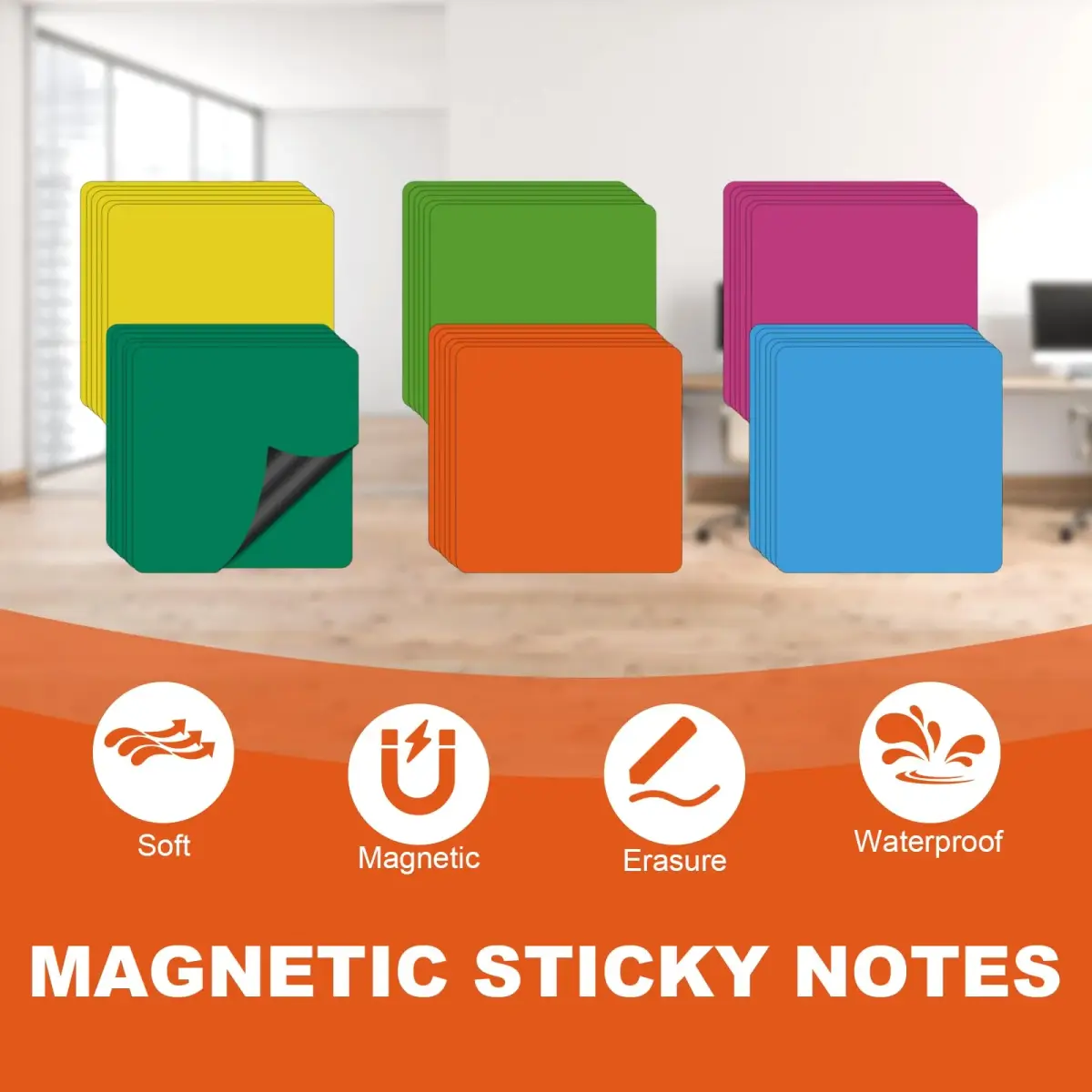 NIUBIKLUS Magnetic Dry Erase Reusable Sticky Notes 7.6cm x 7.6cm (3" x 3") | Pack of 18 for Whiteboards, Fridges, Lockers - view 4