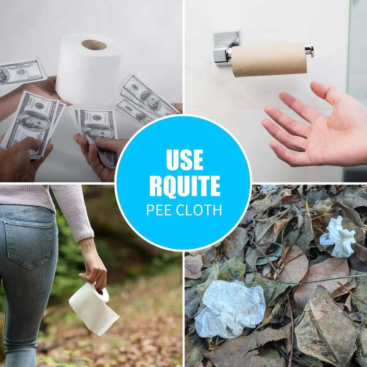 Rquite Reusable Pee Cloth for Women Hiking Essentials 2-Pack | Soft Absorbent & Waterproof - view 8