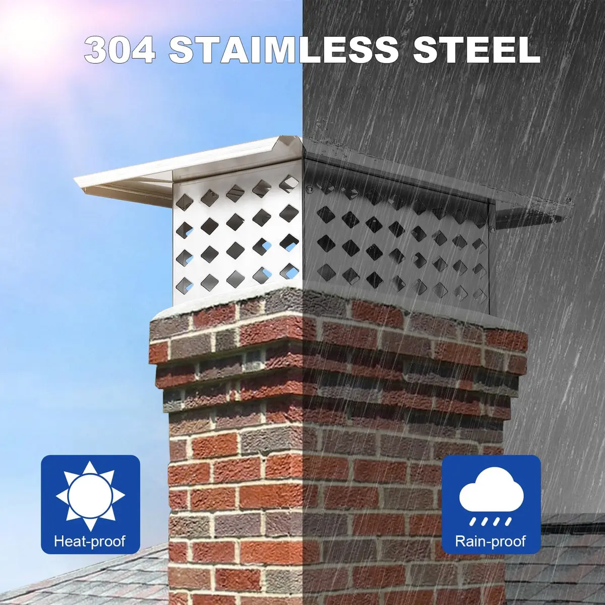 AutoSteelix Chimney Cap 8" x 13" Stainless Steel Waterproof Mesh | Easy DIY Installation - view 4