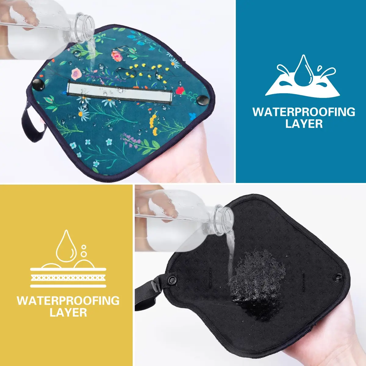 Rquite Reusable Pee Cloth for Women Hiking Essentials 2-Pack Floral | Soft Absorbent & Waterproof - view 5