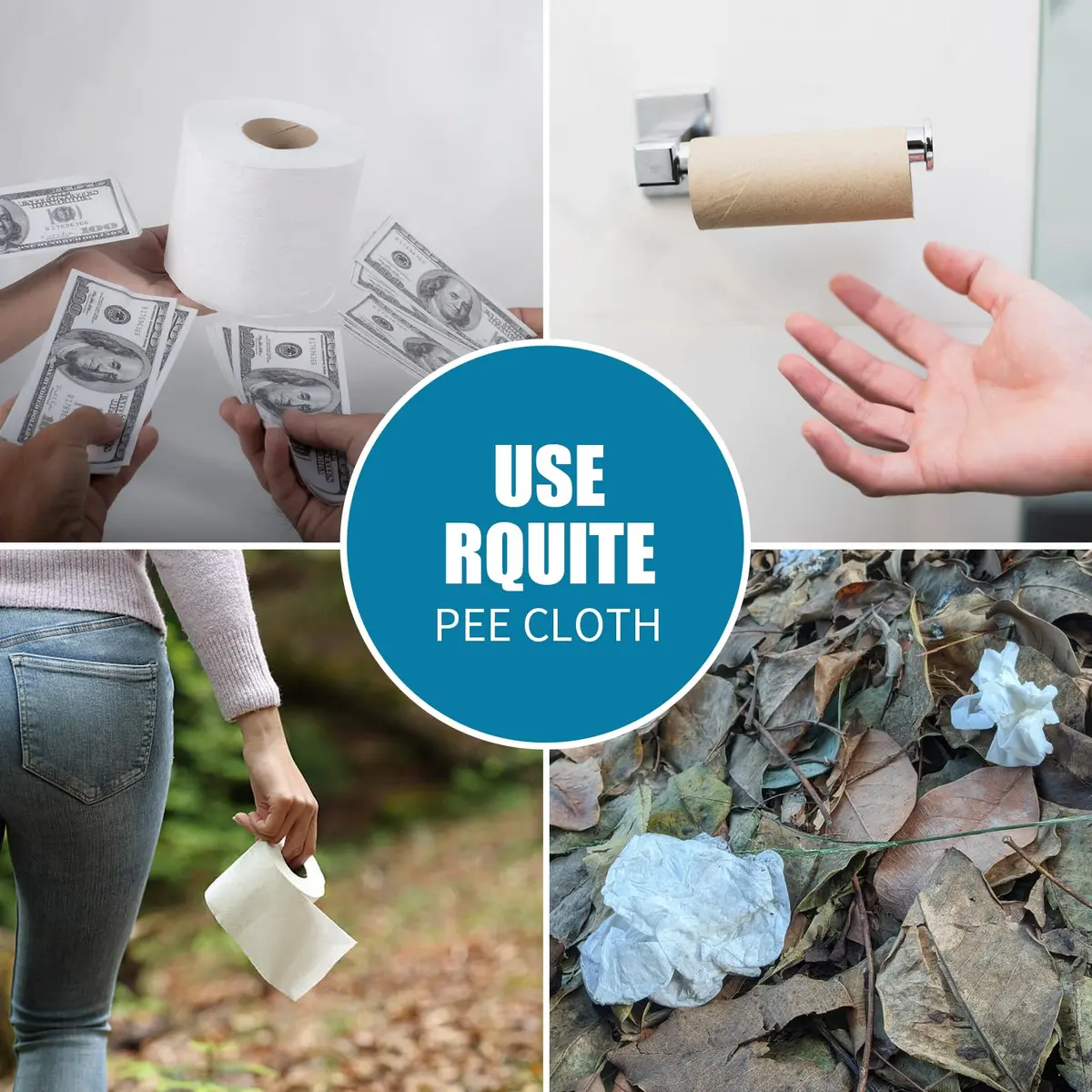 Rquite Reusable Pee Cloth for Women Hiking Essentials 2-Pack Floral | Soft Absorbent & Waterproof - view 8