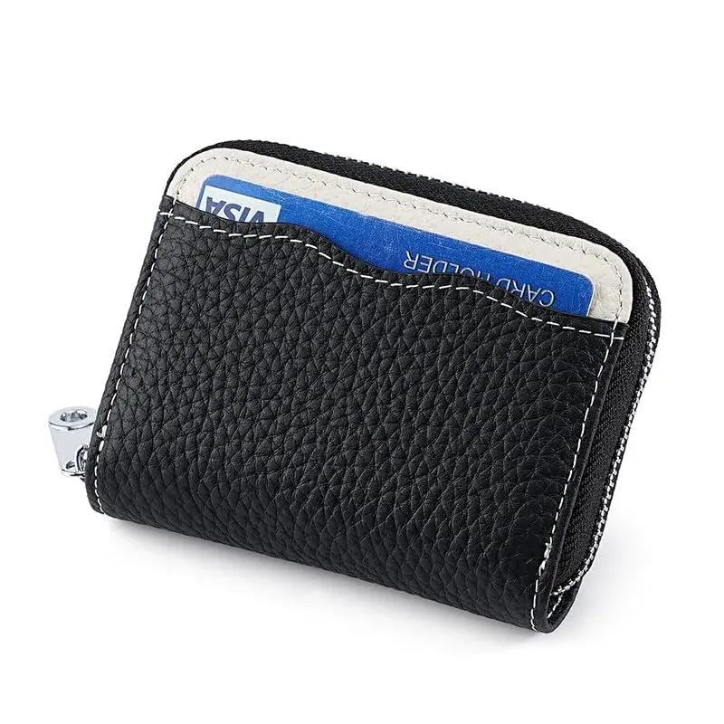 Linno New Blue RFID Genuine Leather Credit Card Holder Wallet with Zipper | 20 Slots - view 4