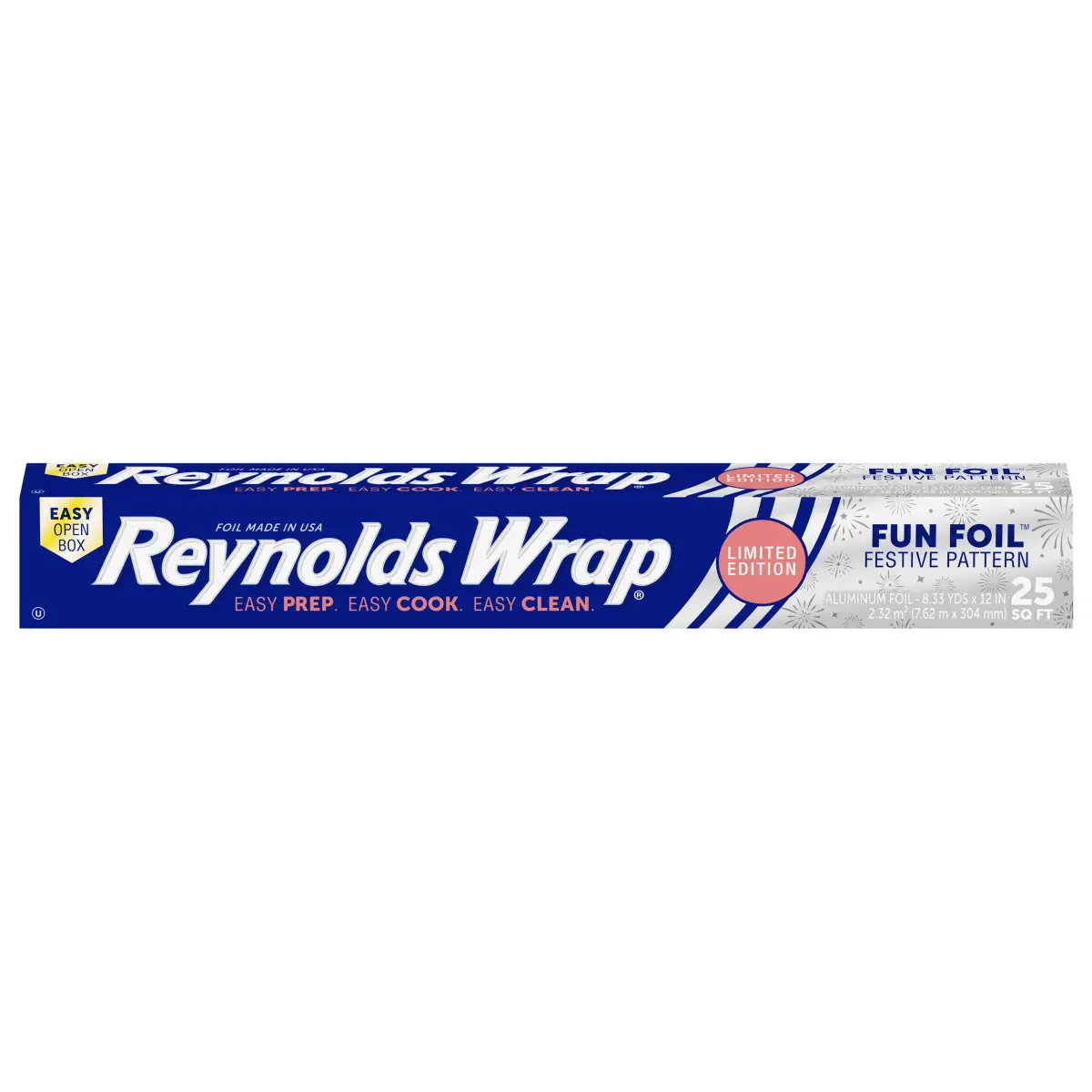 Reynolds Wrap Fun Foil with Festive Firework Pattern, Embossed Aluminum Foil Roll, 25 Sq. Ft. (709.7 g) - main product image