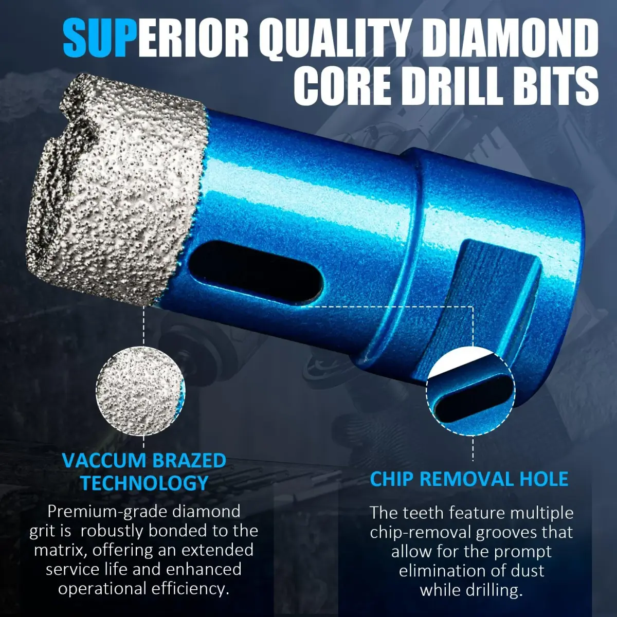 Semderm Diamond Tile Hole Saw Kit 14 PCS Set 6-100mm | Precision Cutting for Tile, Ceramic, Porcelain, Marble - view 3