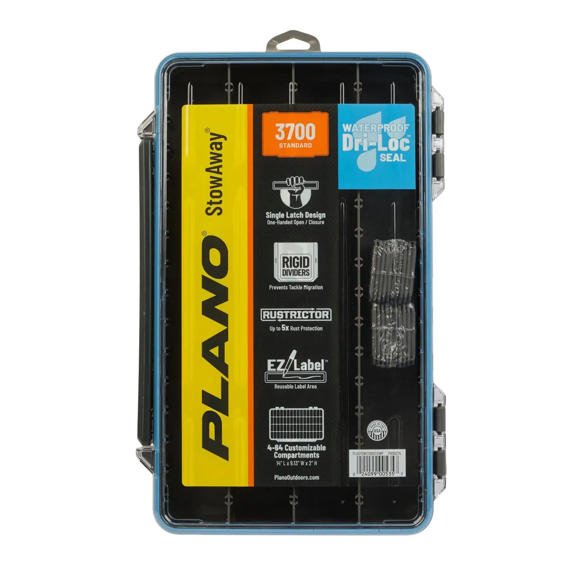 Plano StowAway 3700 Waterproof Tackle Box | IPX7 Waterproof, Rustricor, Single Latch, Transparent DuraView Lid, Stackable Storage - view 4