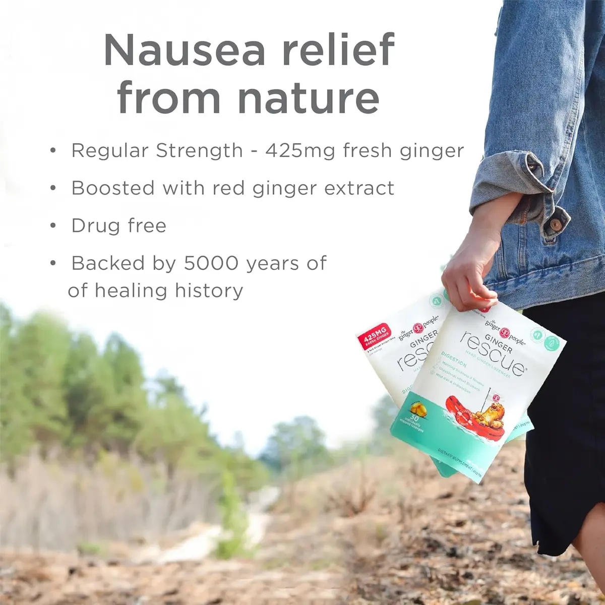 The Ginger People Ginger Rescue Digestive Lozenges 60ct | Natural Nausea Relief for Adults & Kids Over 6 - view 5