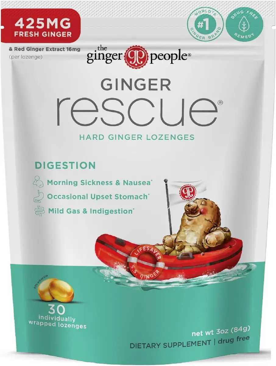 The Ginger People Ginger Rescue Digestive Lozenges 60ct | Natural Nausea Relief for Adults & Kids Over 6 - view 2