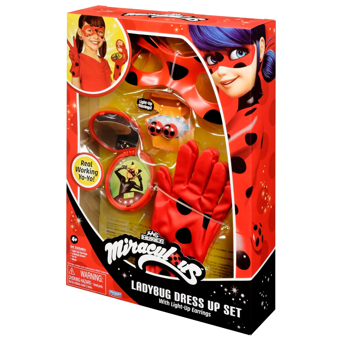 Miraculous Ladybug Dress Up Set with Lights | Light Up Earrings & Mask for Girls - view 5