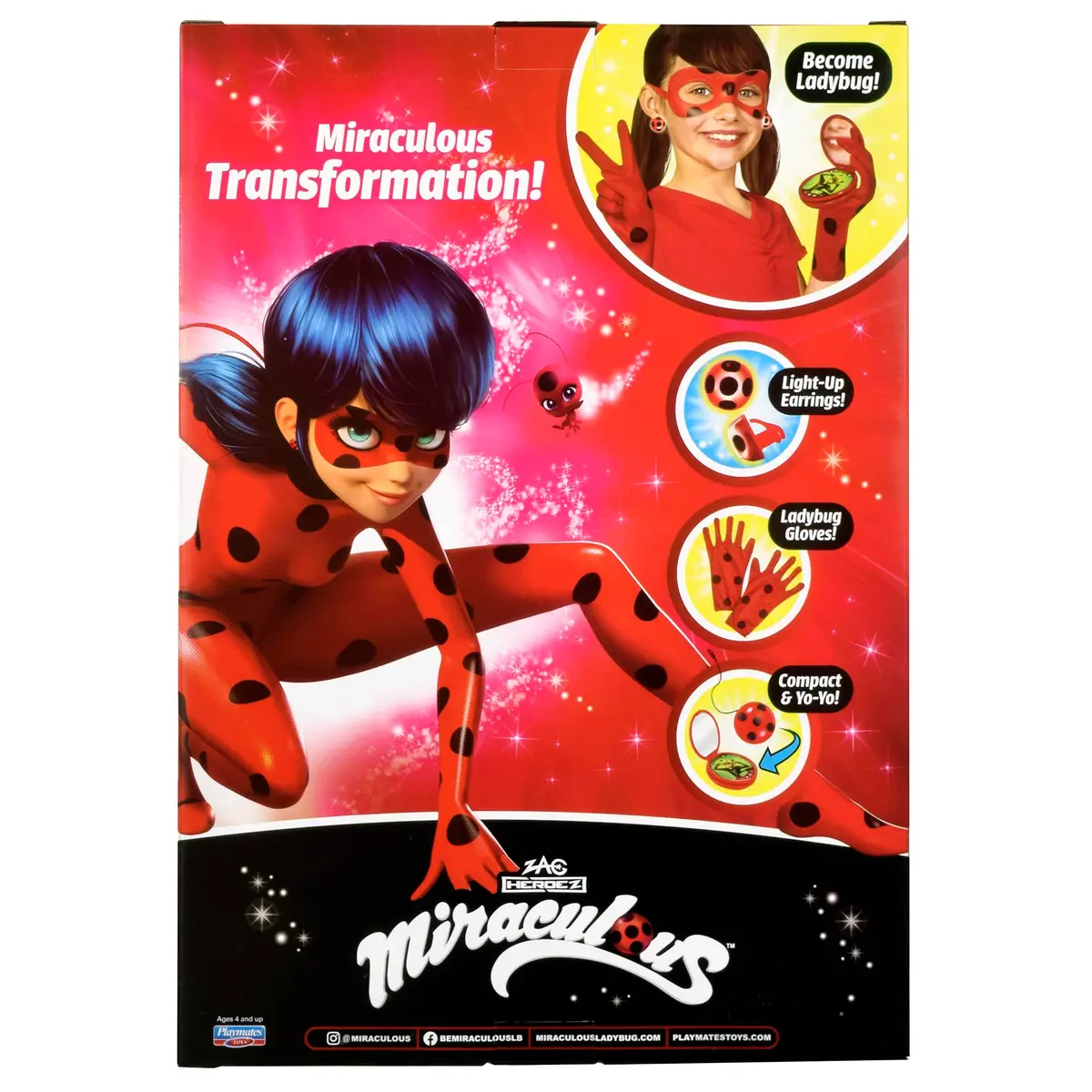 Miraculous Ladybug Dress Up Set with Lights | Light Up Earrings & Mask for Girls - view 6