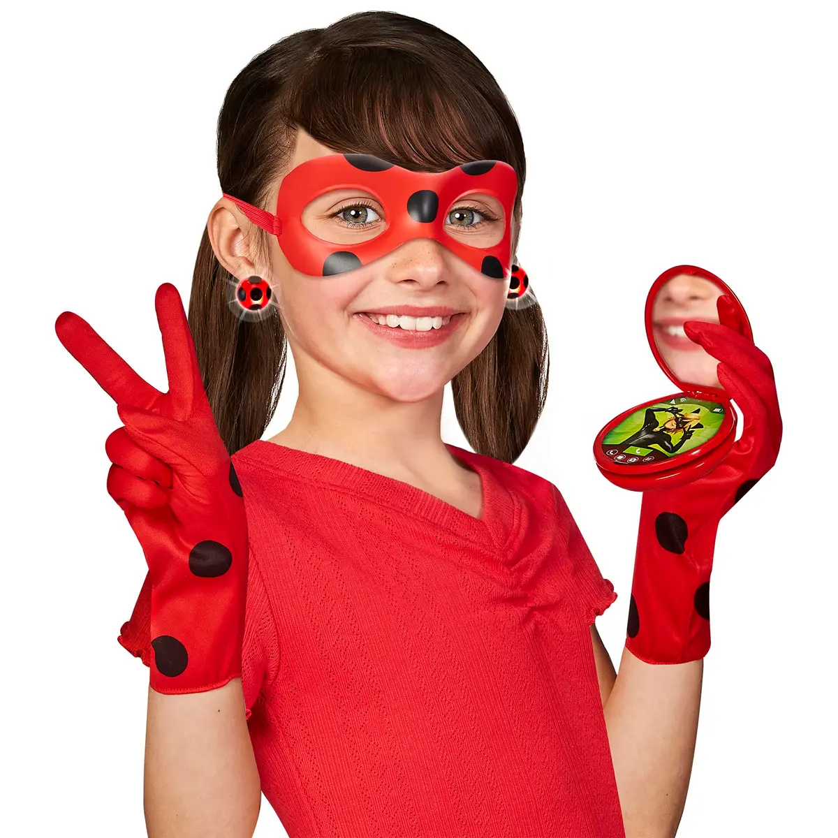 Miraculous Ladybug Dress Up Set with Lights | Light Up Earrings & Mask for Girls - view 2