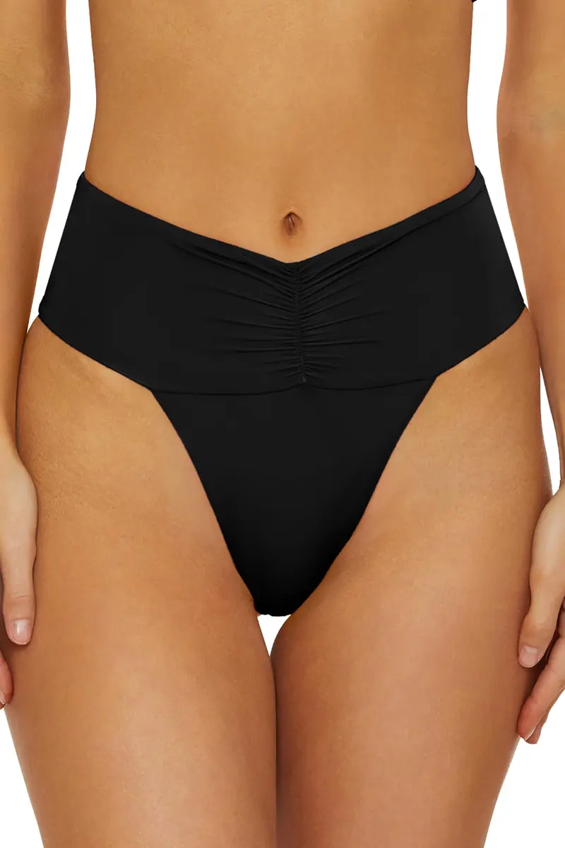 ISABELLA ROSE Belmore Women's Shirred Banded Bikini Bottom Ibiza Blue Low Rise | Cheeky Coverage - main product image