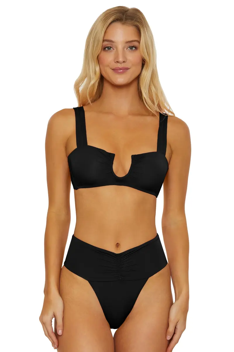 ISABELLA ROSE Belmore Women's Shirred Banded Bikini Bottom Ibiza Blue Low Rise | Cheeky Coverage - view 5