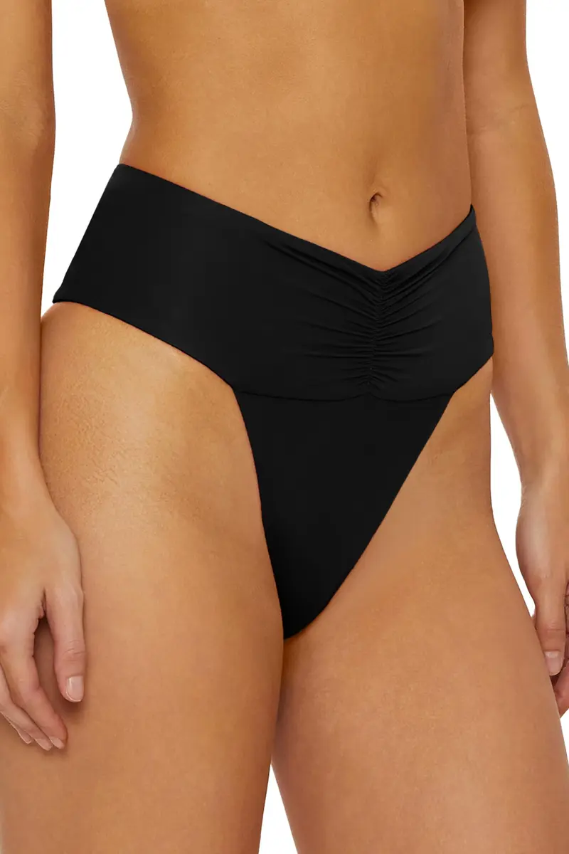 ISABELLA ROSE Belmore Women's Shirred Banded Bikini Bottom Ibiza Blue Low Rise | Cheeky Coverage - view 2