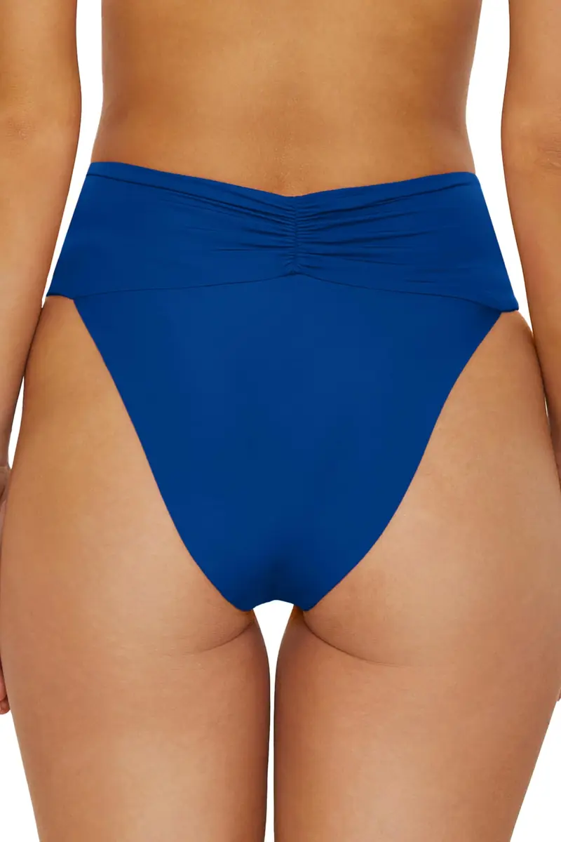 ISABELLA ROSE Belmore Women's Shirred Banded Bikini Bottom Ibiza Blue Low Rise | Cheeky Coverage - view 4