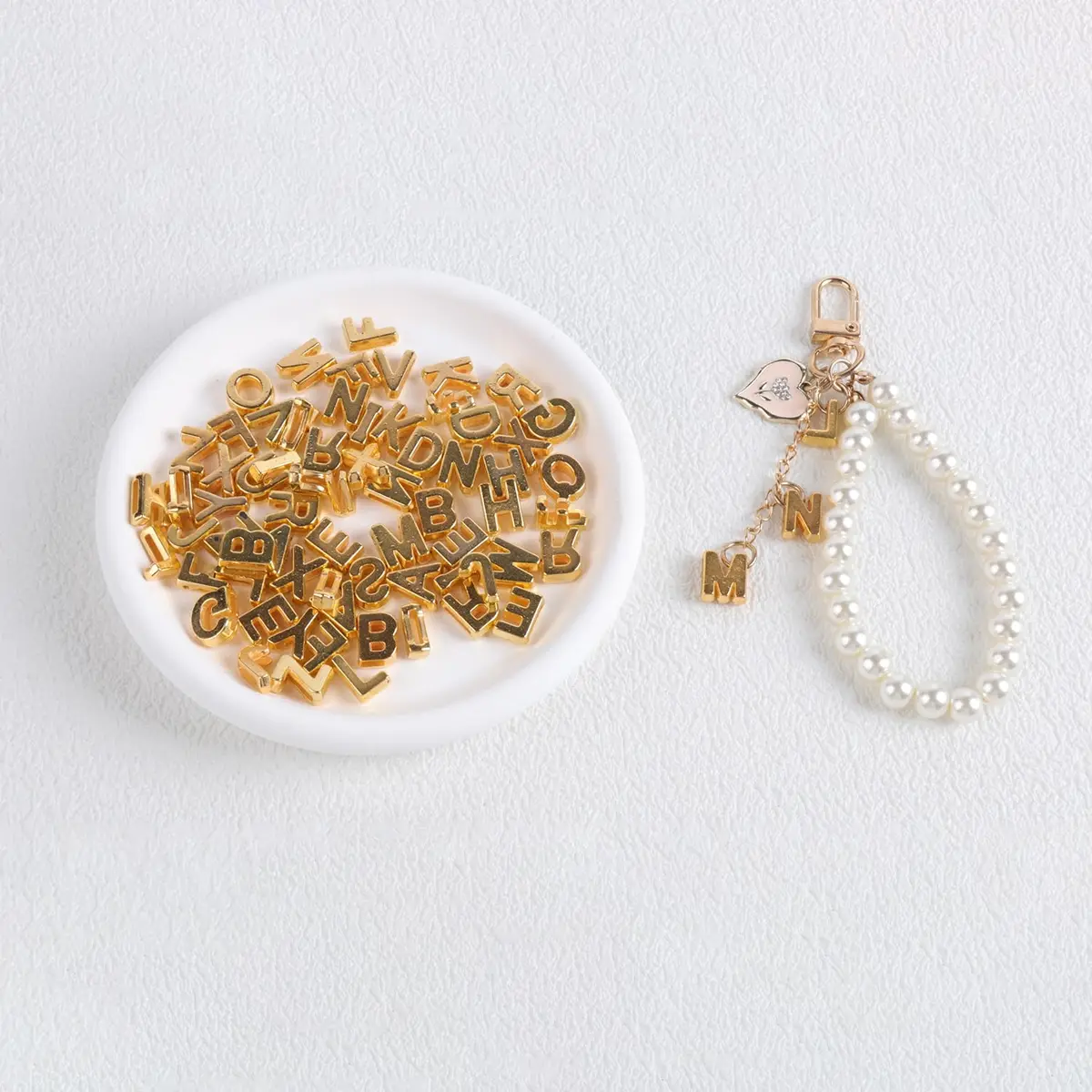 Horsdo Alphabet Letter Beads 9x12mm | Large Plastic A-Z for Jewelry & Crafts (Gold) - view 6