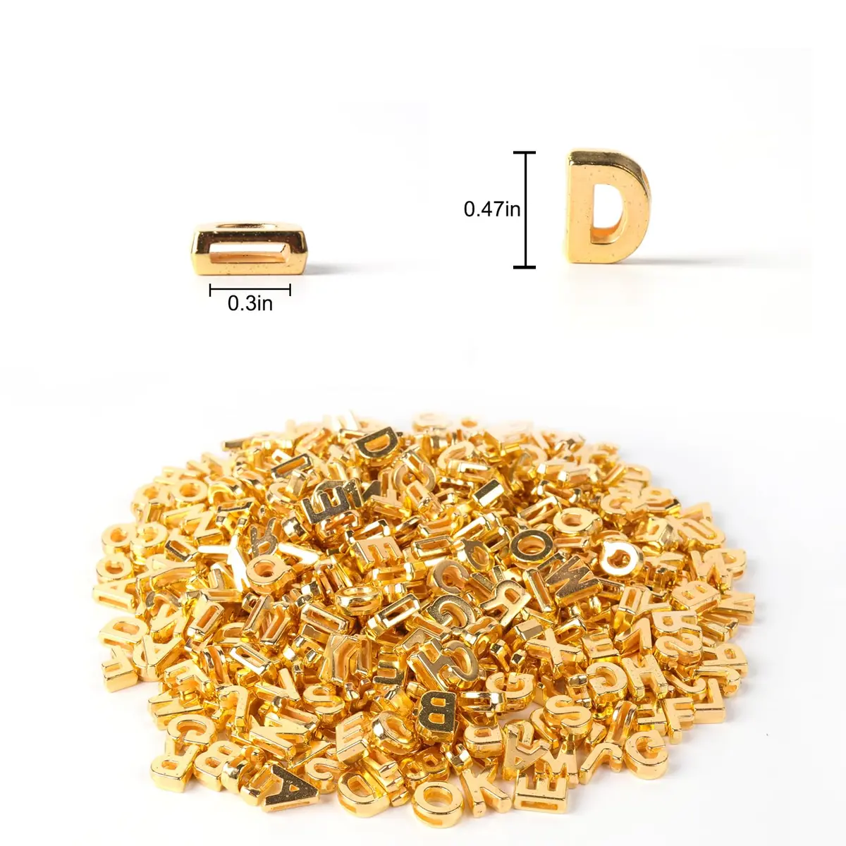 Horsdo Alphabet Letter Beads 9x12mm | Large Plastic A-Z for Jewelry & Crafts (Gold) - view 2