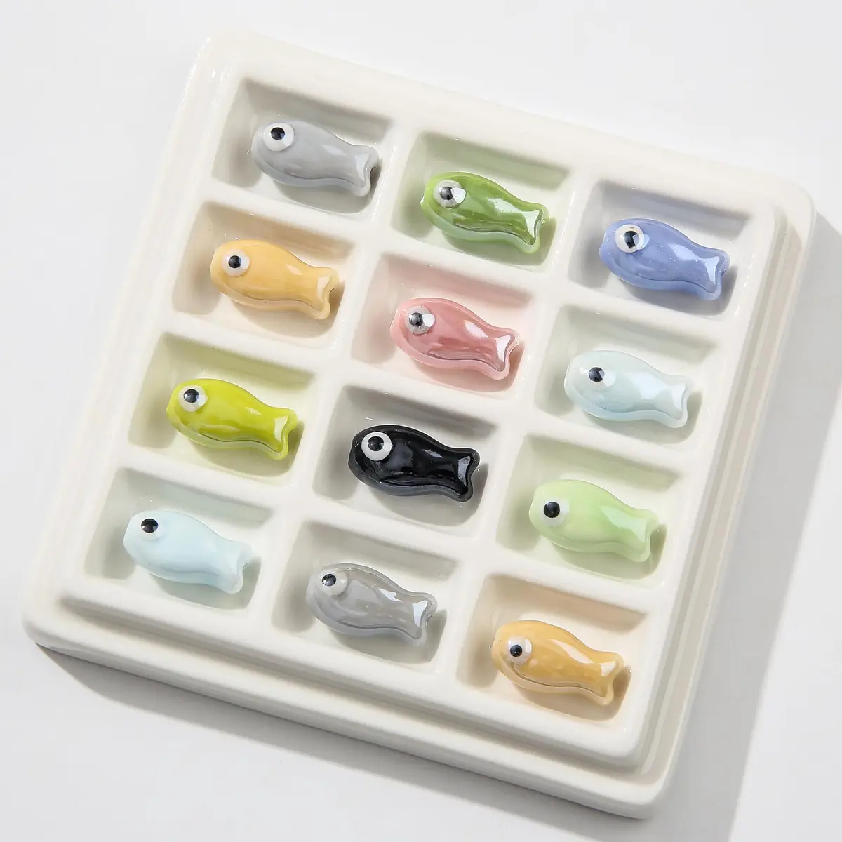 ANCADN Ceramic Fish Beads 20pcs | Cute Animal Beads for DIY Jewelry (Pink & Blue, Medium) - view 7