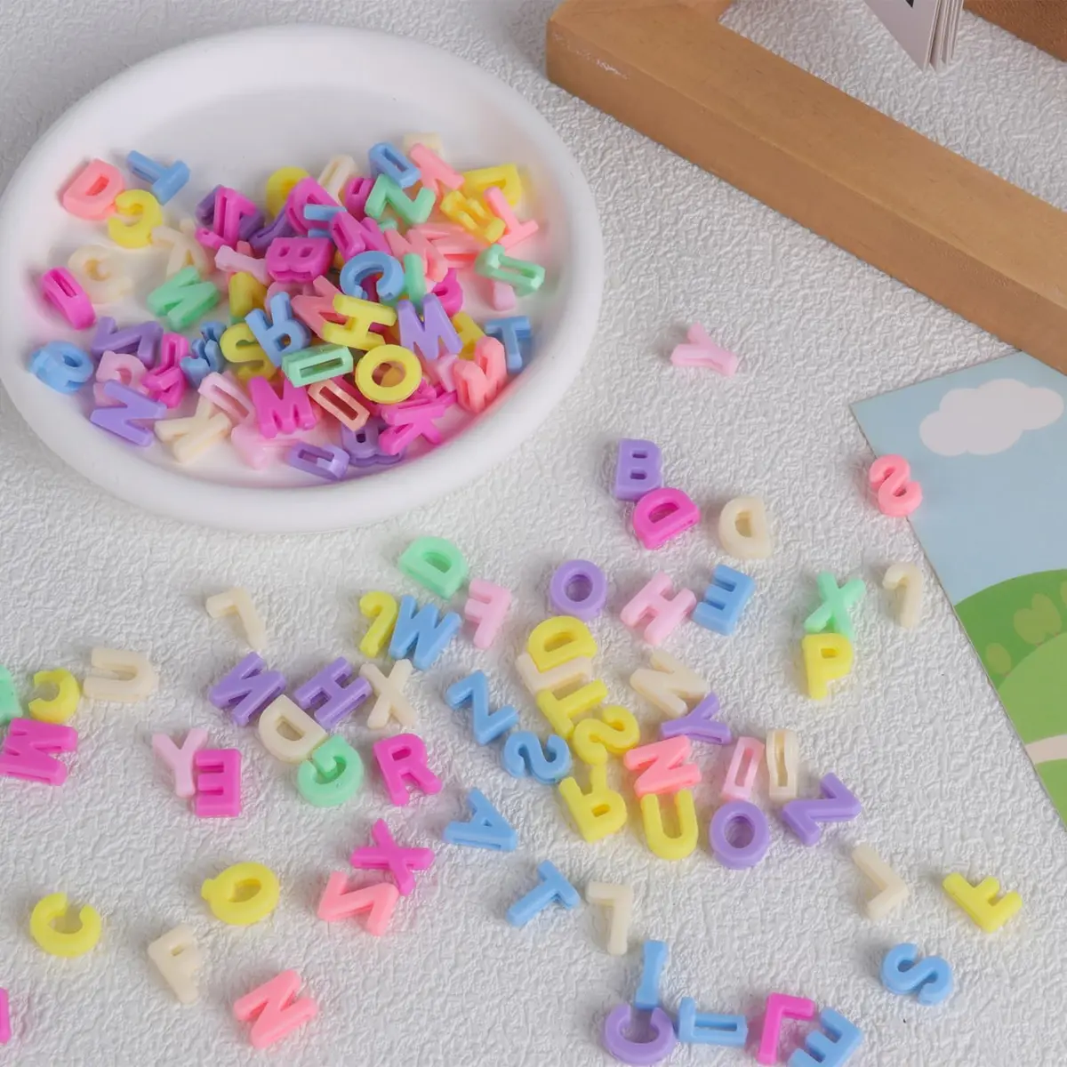 Horsdo Alphabet Letter Beads 9x12mm | 500+ Plastic Loose Beads for Jewelry & Crafts - view 5