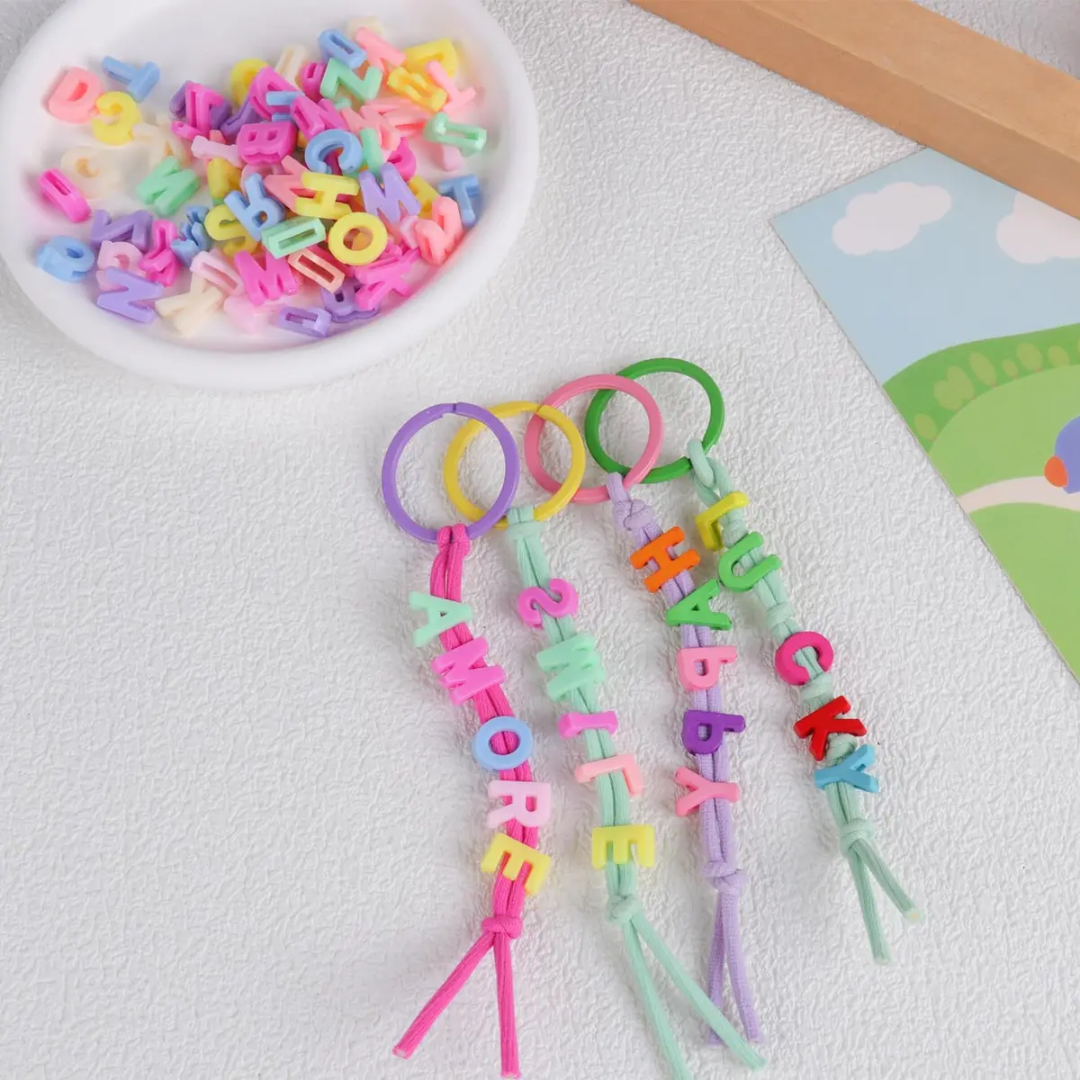 Horsdo Alphabet Letter Beads 9x12mm | 500+ Plastic Loose Beads for Jewelry & Crafts - view 7