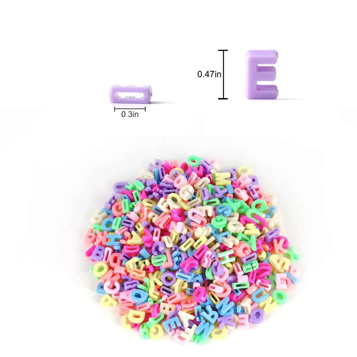 Horsdo Alphabet Letter Beads 9x12mm | 500+ Plastic Loose Beads for Jewelry & Crafts - view 2