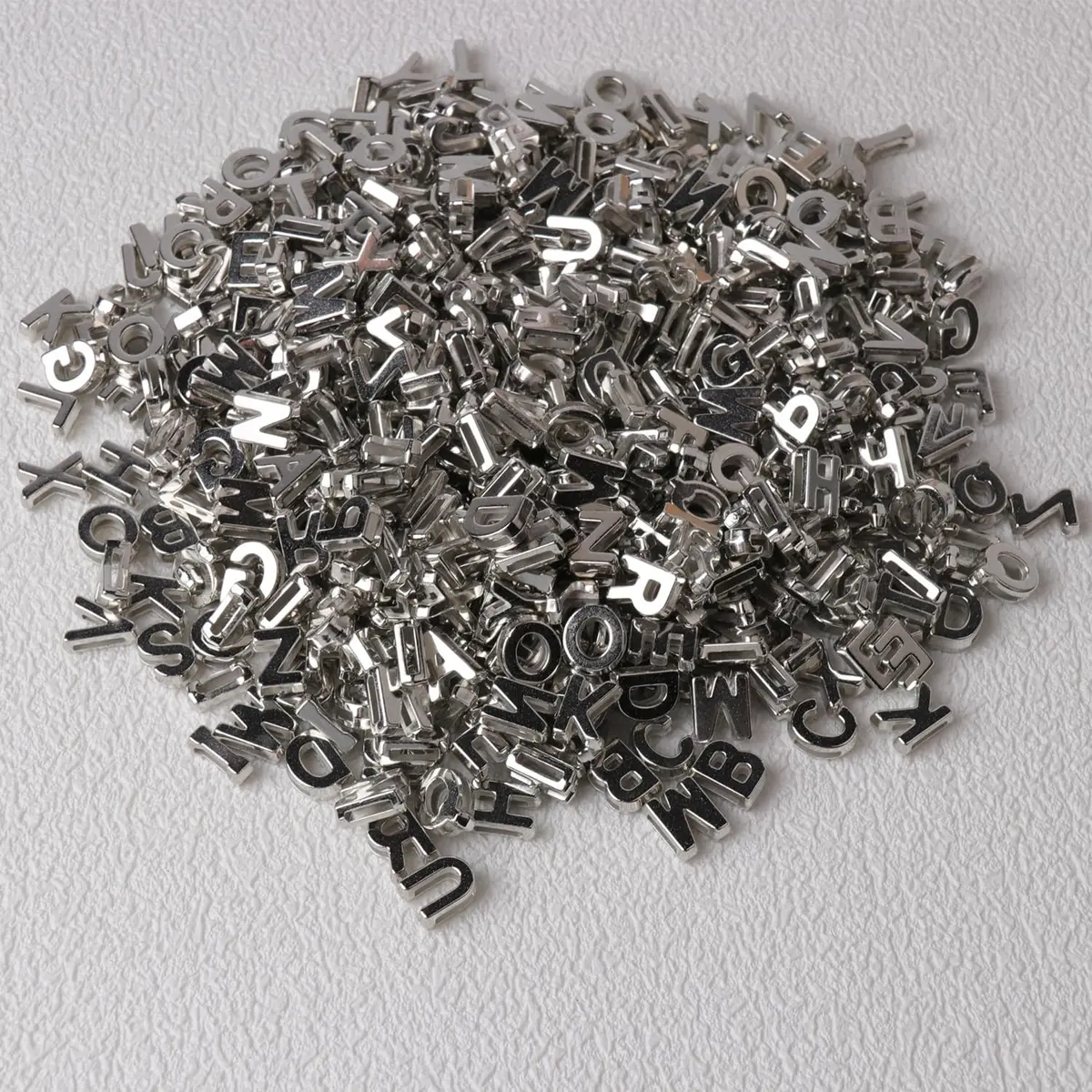Horsdo Alphabet Letter Beads 9x12mm | Silver Plastic Loose Beads for Jewelry & Crafts - view 5