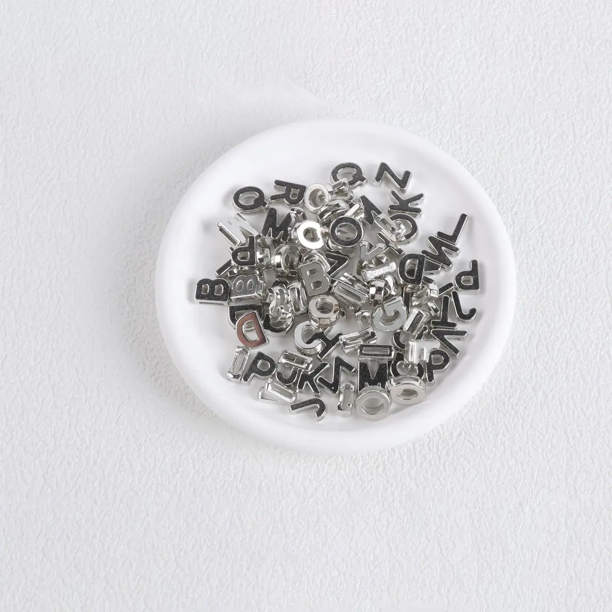 Horsdo Alphabet Letter Beads 9x12mm | Silver Plastic Loose Beads for Jewelry & Crafts - view 6