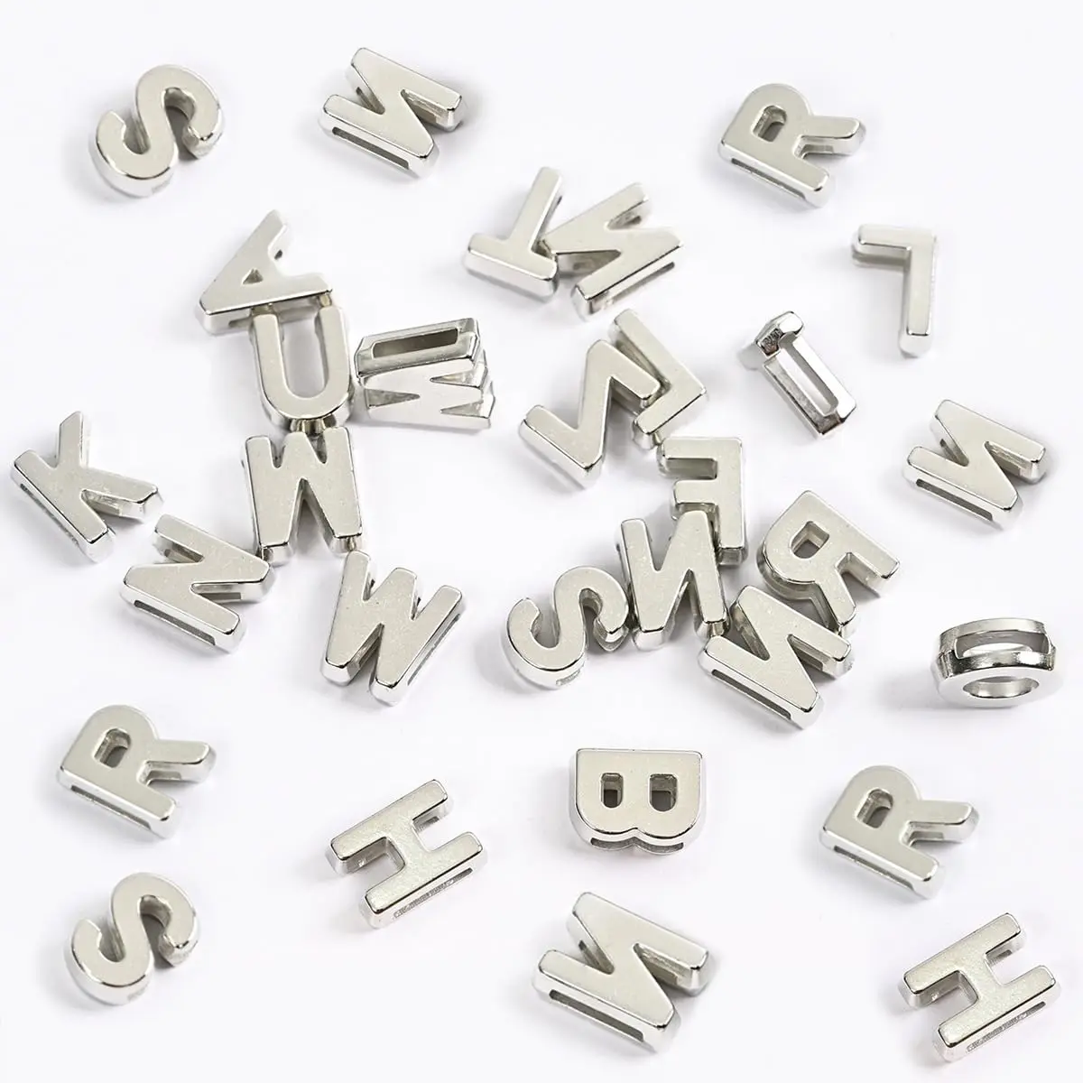 Horsdo Alphabet Letter Beads 9x12mm | Silver Plastic Loose Beads for Jewelry & Crafts - view 7