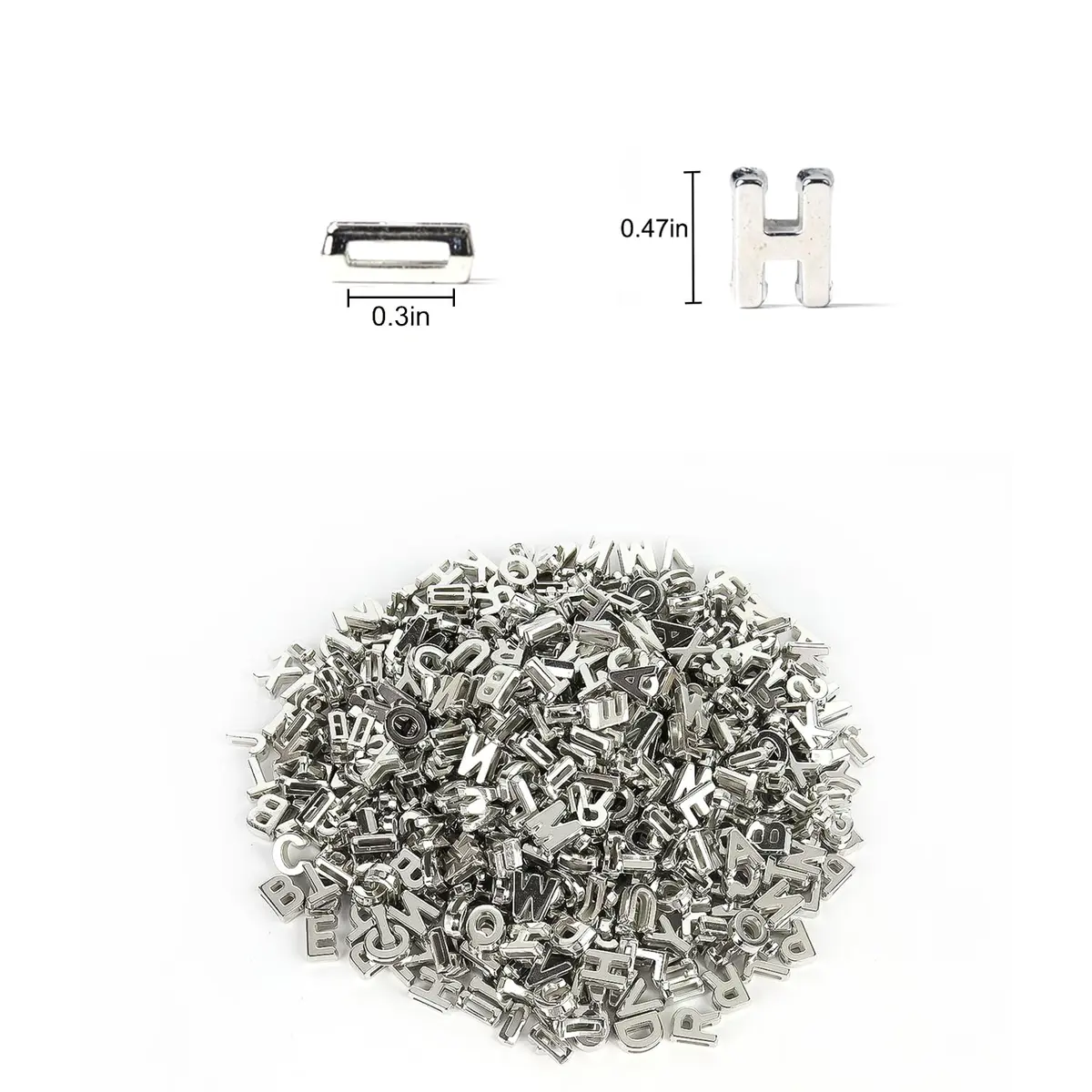 Horsdo Alphabet Letter Beads 9x12mm | Silver Plastic Loose Beads for Jewelry & Crafts - view 2