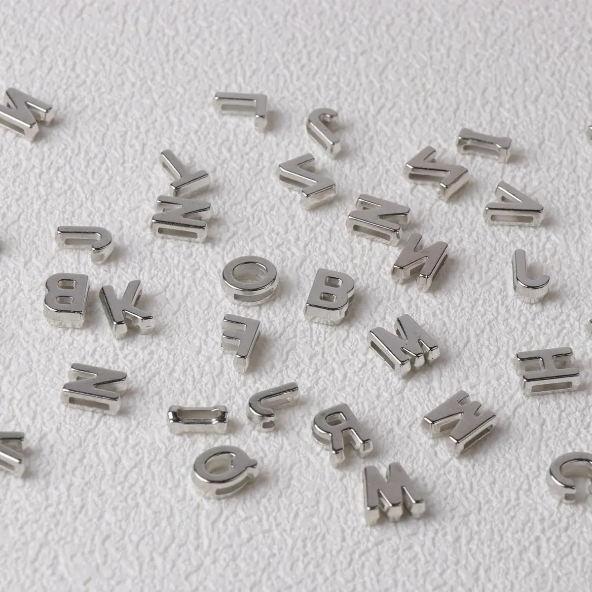 Horsdo Alphabet Letter Beads 9x12mm | Silver Plastic Loose Beads for Jewelry & Crafts - view 3