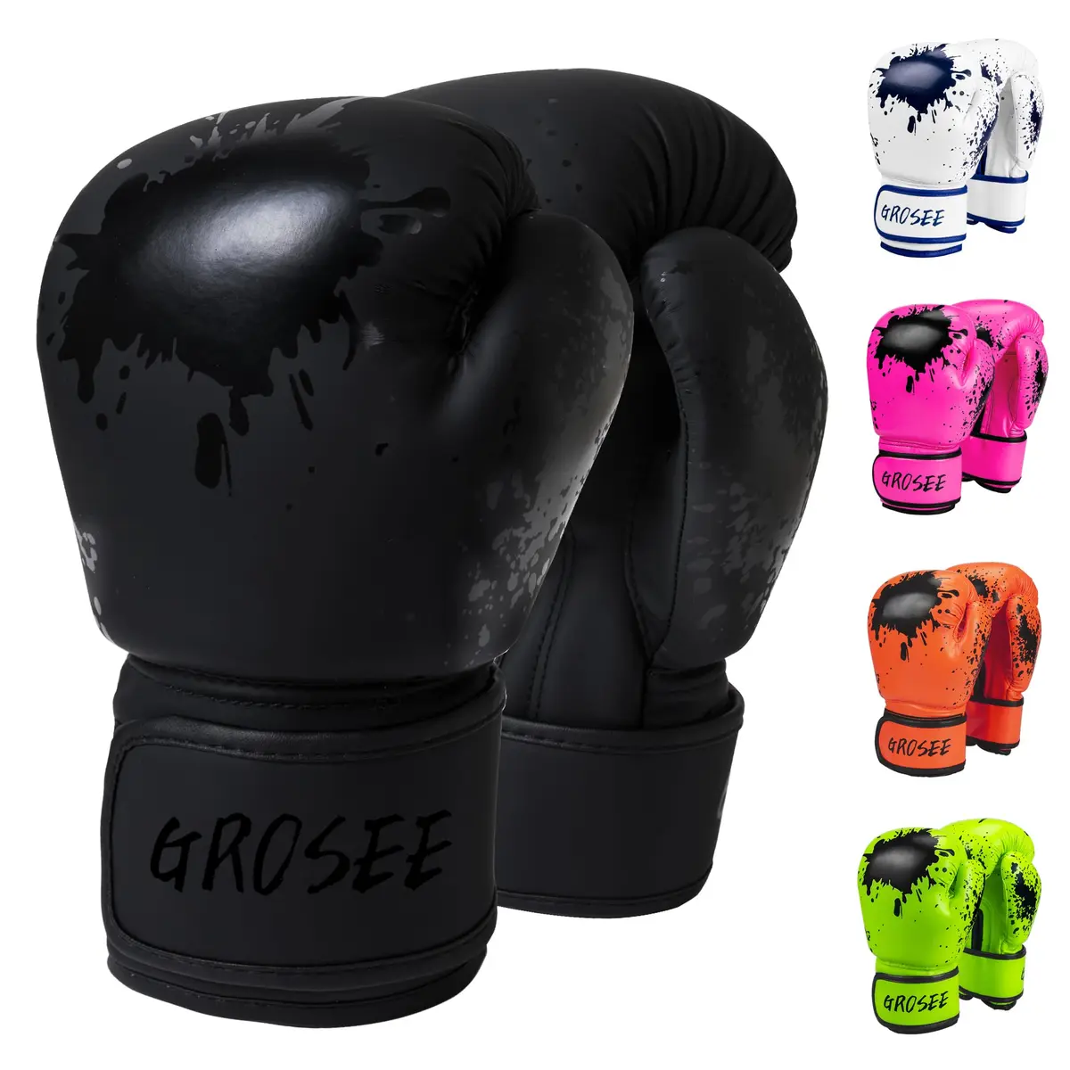 Grosee Kids Boxing Glove 10 oz (100-125 lbs) | Durable PU Leather & Cotton, Youth Sparring Gloves for Punching Bag, Kickboxing, Muay Thai, MMA (Black, 10 oz (100-125 lbs)) - main product image