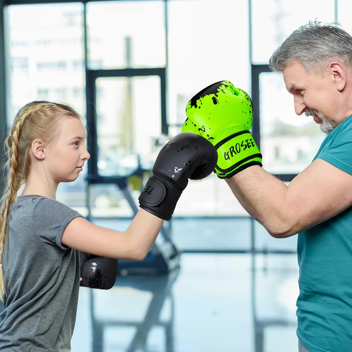 Grosee Kids Boxing Glove 10 oz (100-125 lbs) | Durable PU Leather & Cotton, Youth Sparring Gloves for Punching Bag, Kickboxing, Muay Thai, MMA (Black, 10 oz (100-125 lbs)) - view 5