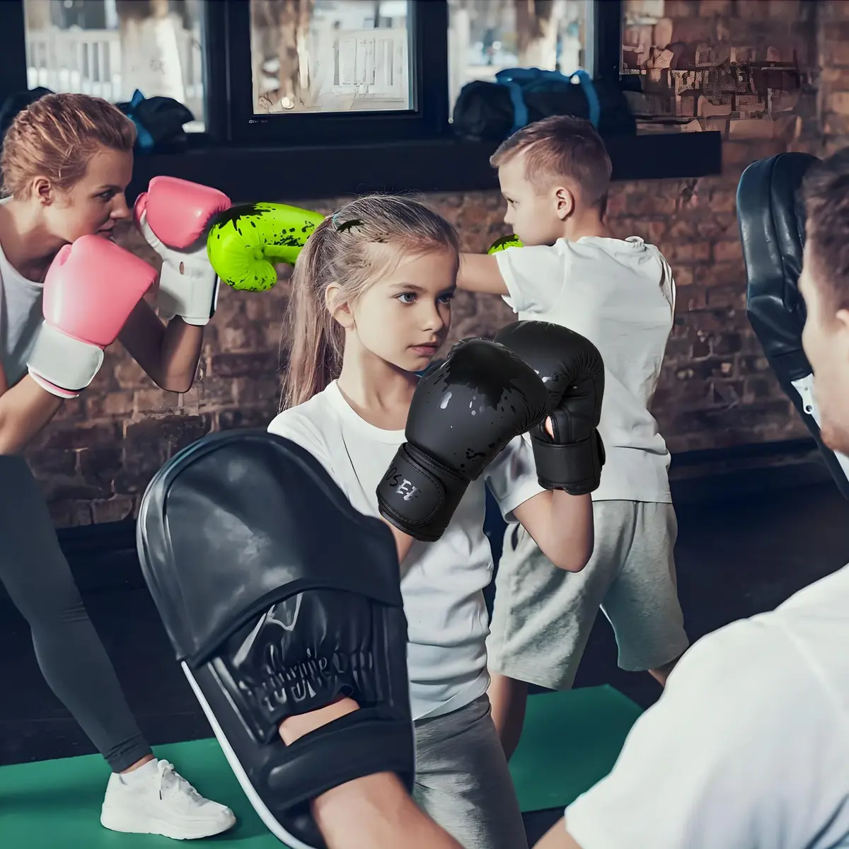 Grosee Kids Boxing Glove 10 oz (100-125 lbs) | Durable PU Leather & Cotton, Youth Sparring Gloves for Punching Bag, Kickboxing, Muay Thai, MMA (Black, 10 oz (100-125 lbs)) - view 6
