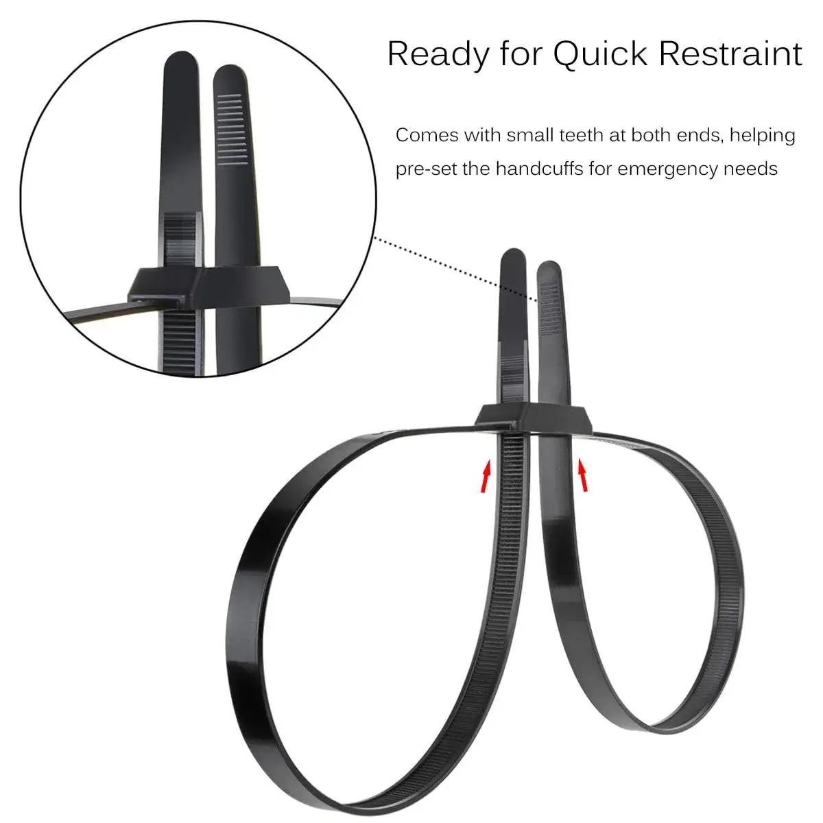 VAMRONE Black 20Pcs Heavy Duty Zip Tie Handcuffs Restraint 87.4 cm (35.4 inches) | Double Lock Nylon Cuffs with UV & Heat Resistance - view 4