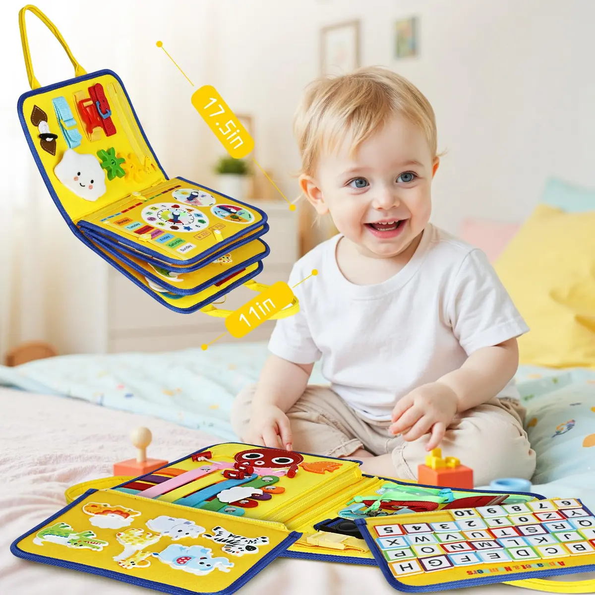 Esjay Busy Board Montessori Toys for Boys Girls 8 Pages | Educational Activities for Fine Motor Skills - view 5