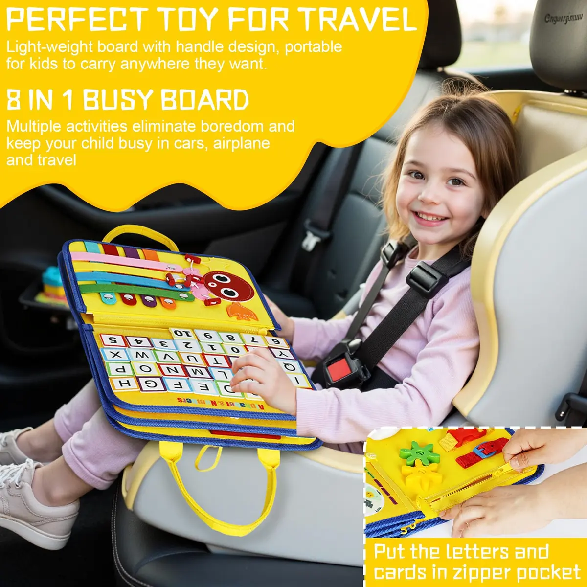 Esjay Busy Board Montessori Toys for Boys Girls 8 Pages | Educational Activities for Fine Motor Skills - view 4