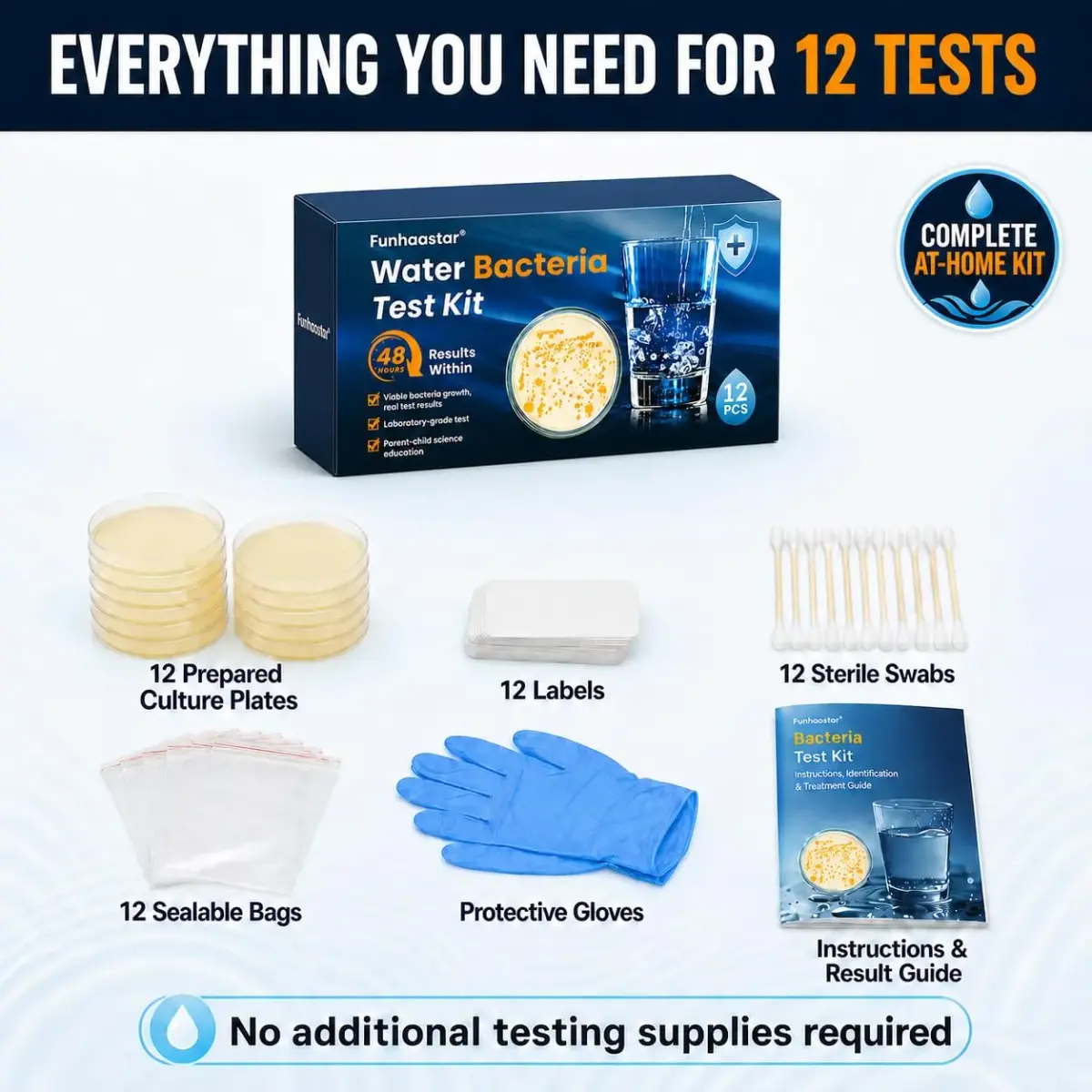Funhaostar Bacteria Water Test Kit 12-Pack | Accurate Lab Analysis Included - view 4