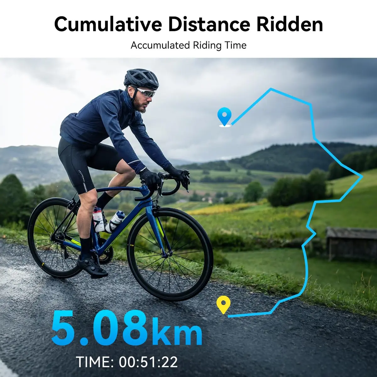 FEISIKE Bike Camera with 4.3" Display & Cyclocomputer | 145° Wide-Angle Night Vision Rearview Mirror for Safer Rides - view 5